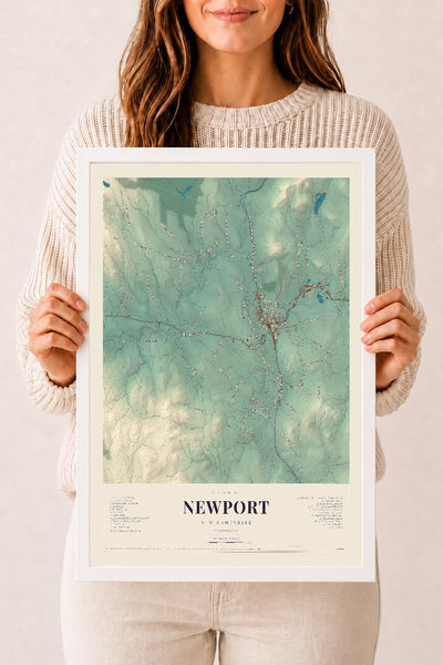 NH Current Atlas 2026 | Newport | 12" x 18" | W/ White Ayous Wood Frame