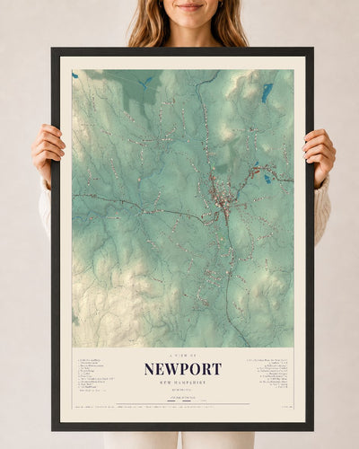 NH Current Atlas 2026 | Newport | 24" x 36" | W/ Black Ayous Wood Frame