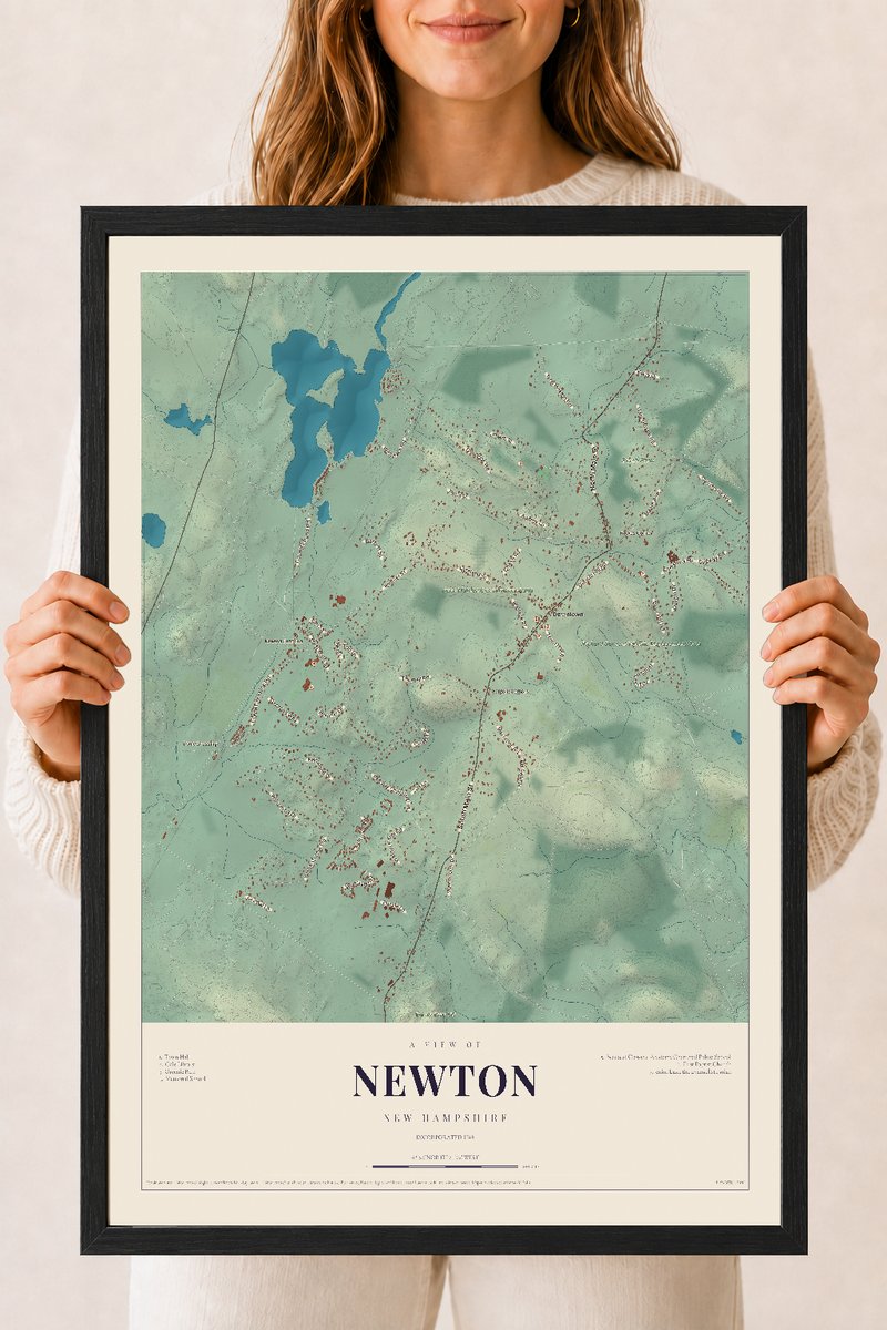 NH Current Atlas 2026 | Newton | 18" x 24" | W/ Black Ayous Wood Frame