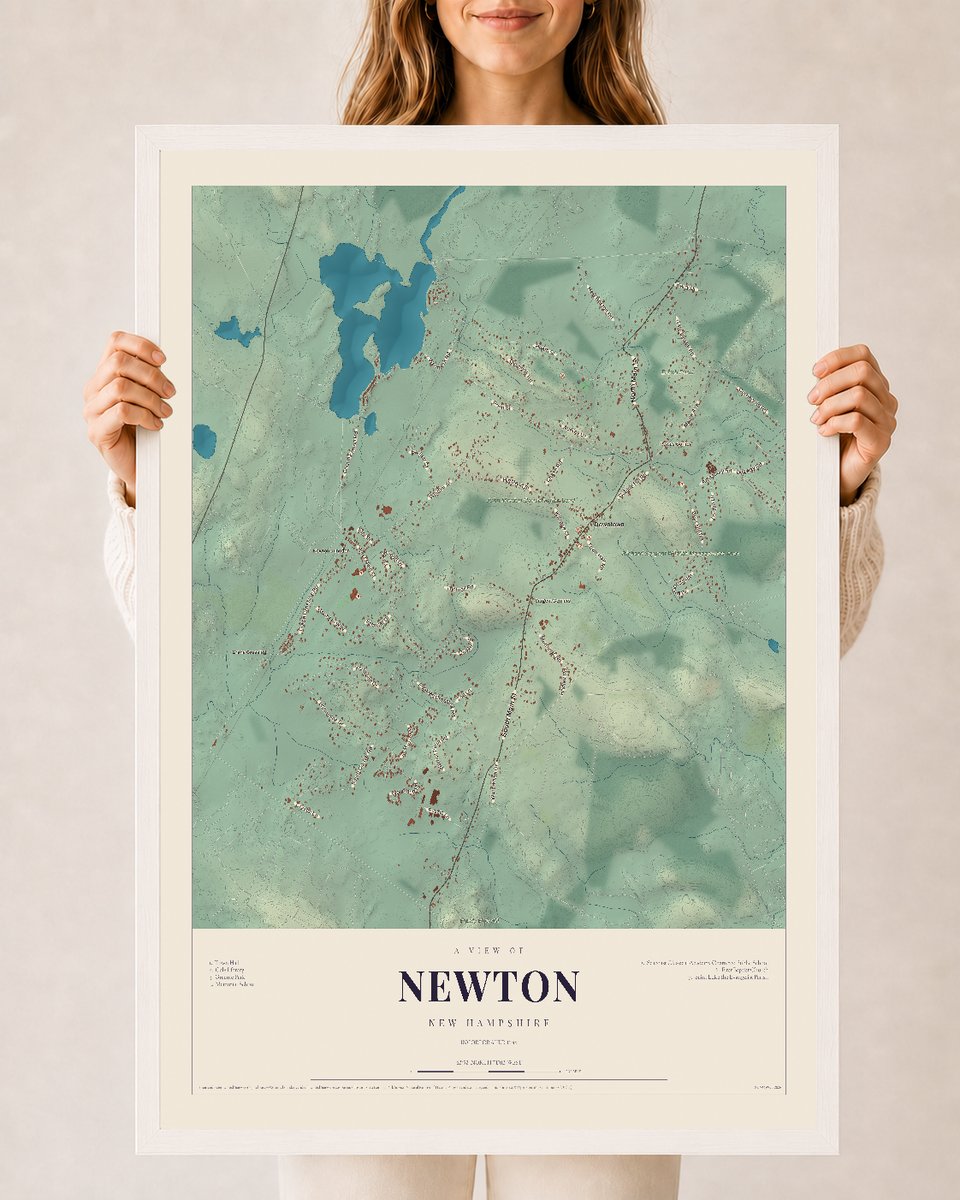 NH Current Atlas 2026 | Newton | 24" x 36" | W/ White Ayous Wood Frame