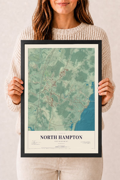 NH Current Atlas 2026 | North Hampton | 12" x 18" | W/ Black Ayous Wood Frame