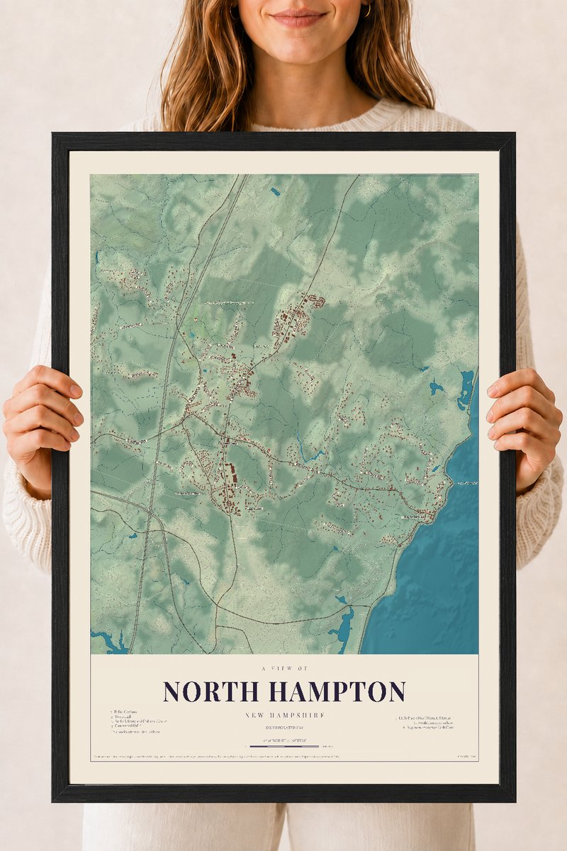 NH Current Atlas 2026 | North Hampton | 18" x 24" | W/ Black Ayous Wood Frame