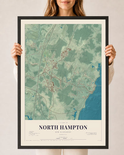NH Current Atlas 2026 | North Hampton | 24" x 36" | W/ Black Ayous Wood Frame