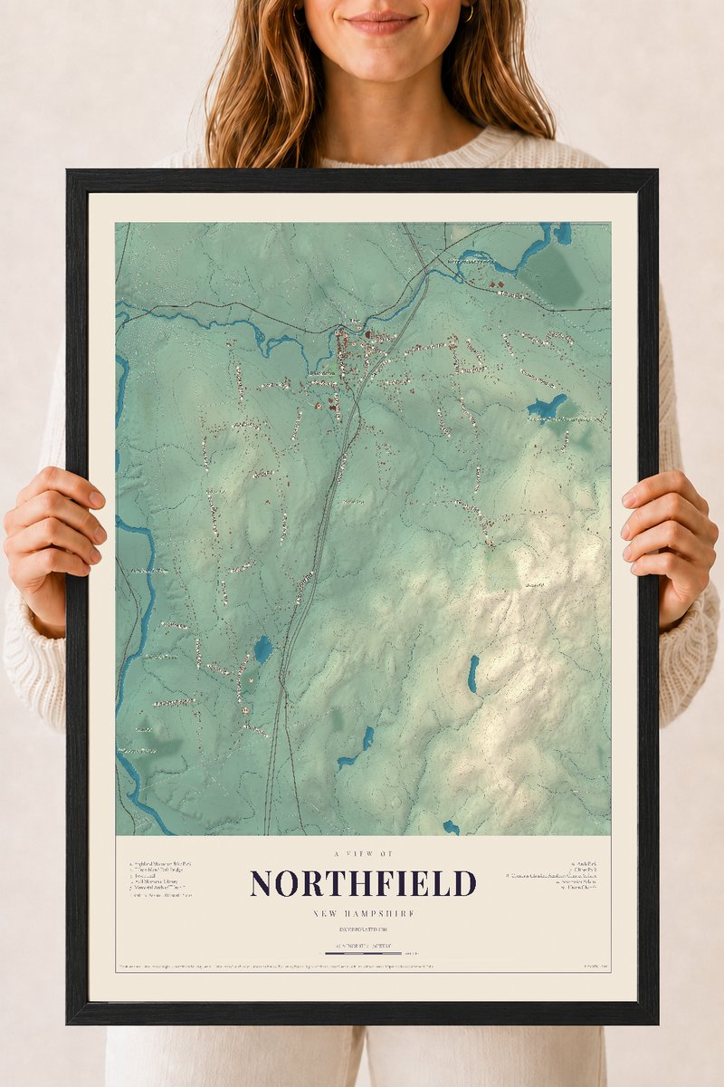 NH Current Atlas 2026 | Northfield | 18" x 24" | W/ Black Ayous Wood Frame