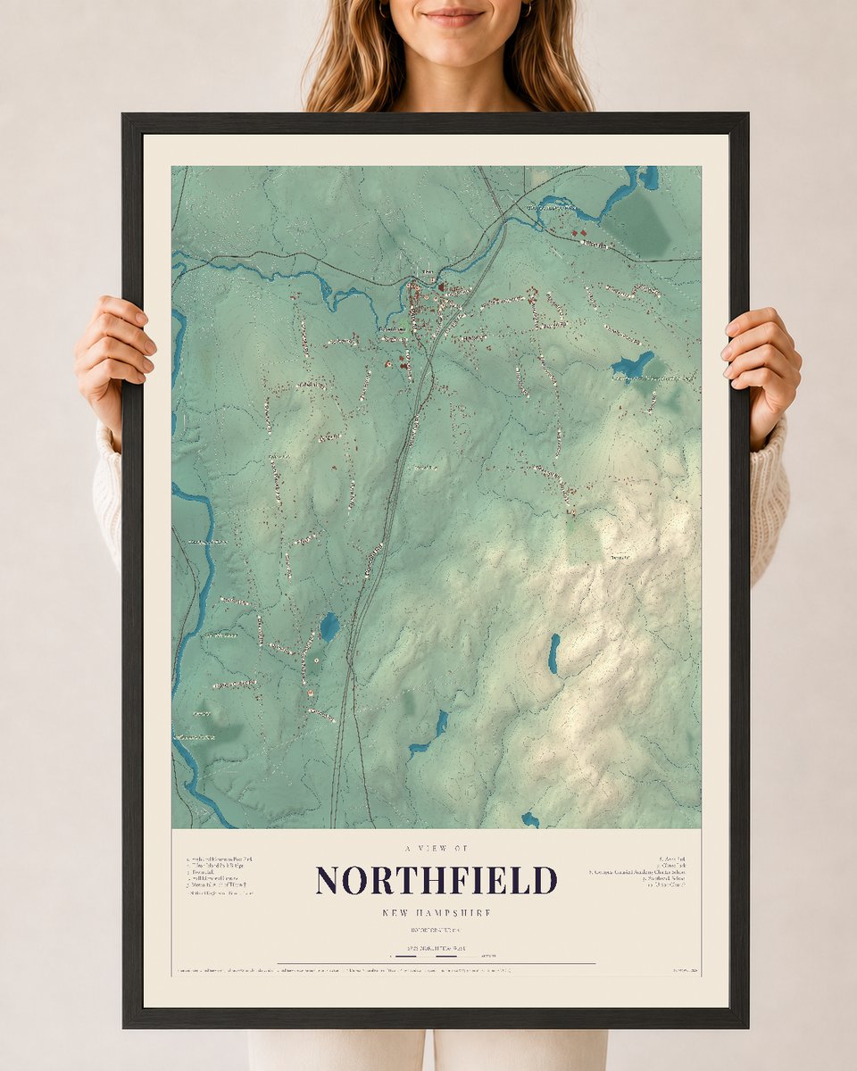 NH Current Atlas 2026 | Northfield | 24" x 36" | W/ Black Ayous Wood Frame