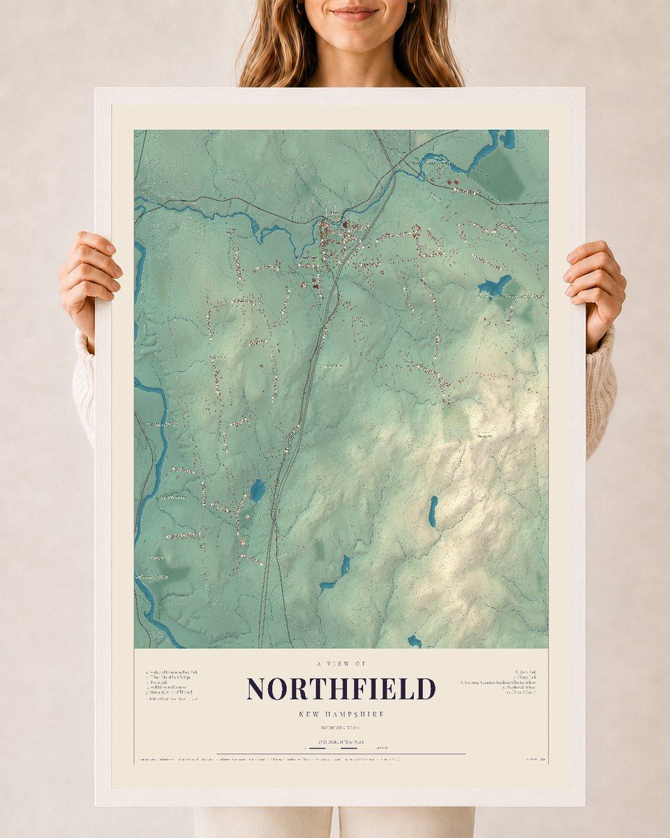 NH Current Atlas 2026 | Northfield | 24" x 36" | W/ White Ayous Wood Frame