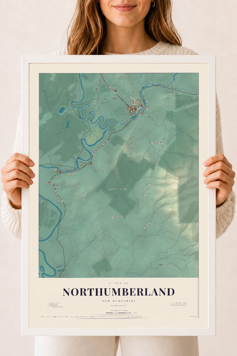 NH Current Atlas 2026 | Northumberland | 18" x 24" | W/ White Ayous Wood Frame