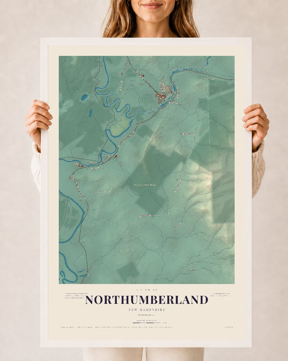 NH Current Atlas 2026 | Northumberland | 24" x 36" | W/ White Ayous Wood Frame