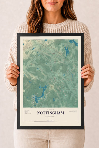NH Current Atlas 2026 | Nottingham | 12" x 18" | W/ Black Ayous Wood Frame