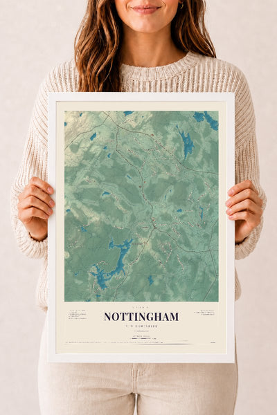 NH Current Atlas 2026 | Nottingham | 12" x 18" | W/ White Ayous Wood Frame