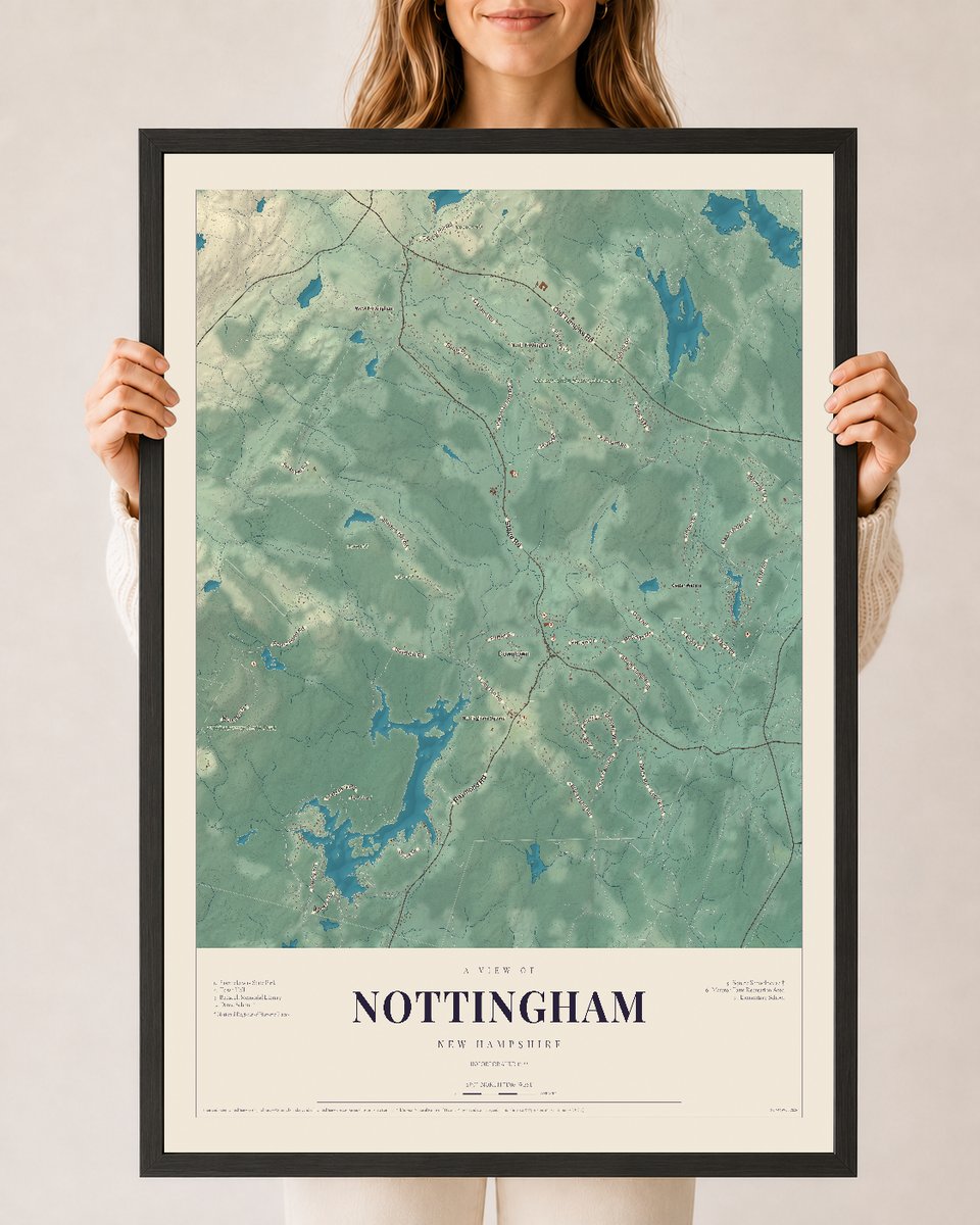 NH Current Atlas 2026 | Nottingham | 24" x 36" | W/ Black Ayous Wood Frame