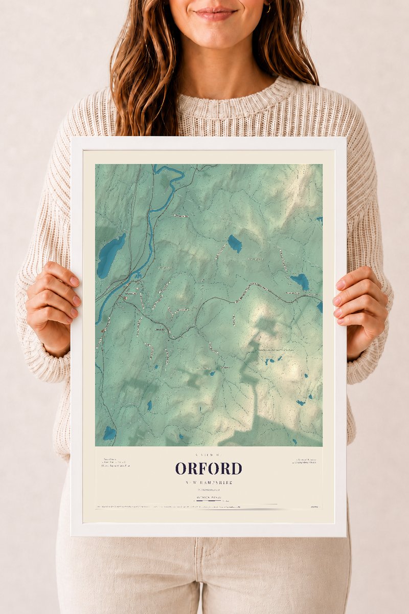 NH Current Atlas 2026 | Orford | 12" x 18" | W/ White Ayous Wood Frame
