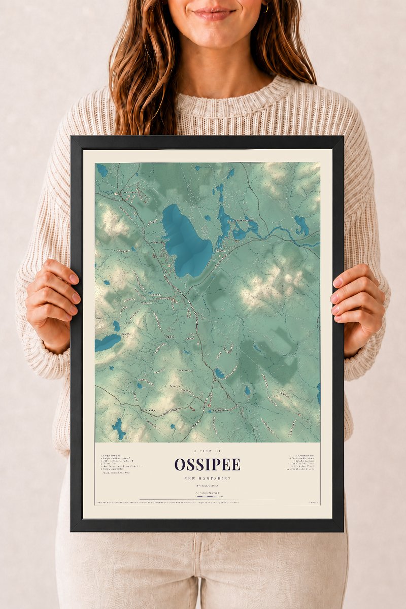 NH Current Atlas 2026 | Ossipee | 12" x 18" | W/ Black Ayous Wood Frame