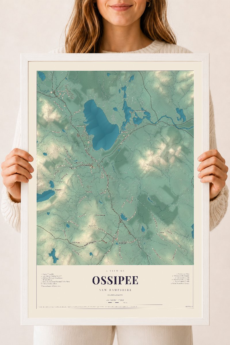 NH Current Atlas 2026 | Ossipee | 18" x 24" | W/ White Ayous Wood Frame