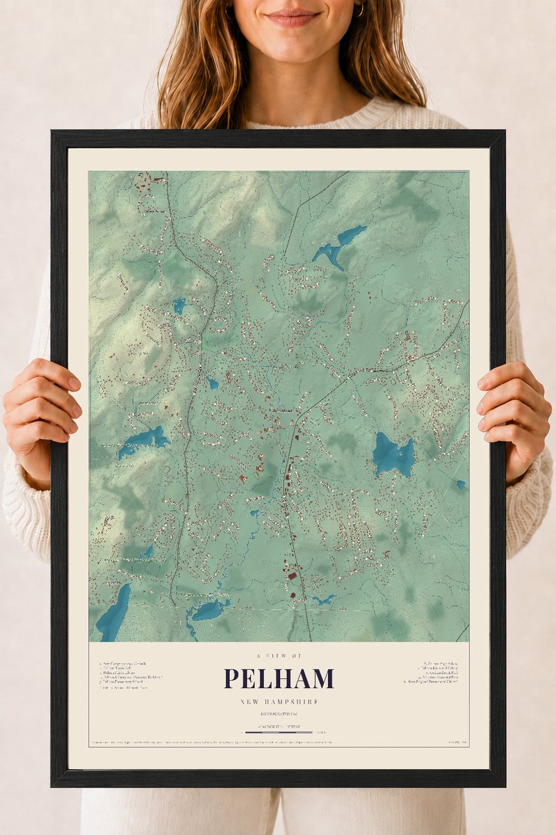 NH Current Atlas 2026 | Pelham | 18" x 24" | W/ Black Ayous Wood Frame
