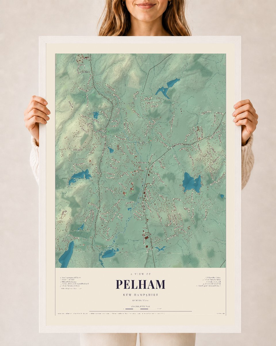 NH Current Atlas 2026 | Pelham | 24" x 36" | W/ White Ayous Wood Frame