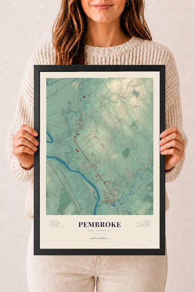 NH Current Atlas 2026 | Pembroke | 12" x 18" | W/ Black Ayous Wood Frame