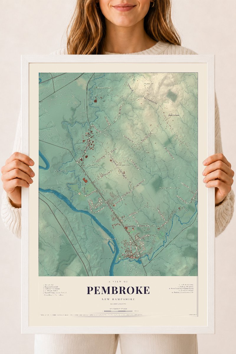 NH Current Atlas 2026 | Pembroke | 18" x 24" | W/ White Ayous Wood Frame