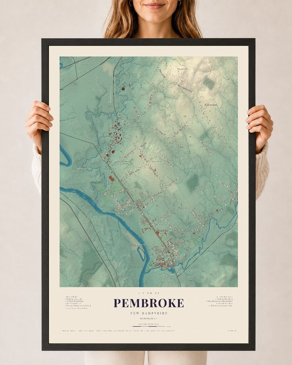 NH Current Atlas 2026 | Pembroke | 24" x 36" | W/ Black Ayous Wood Frame