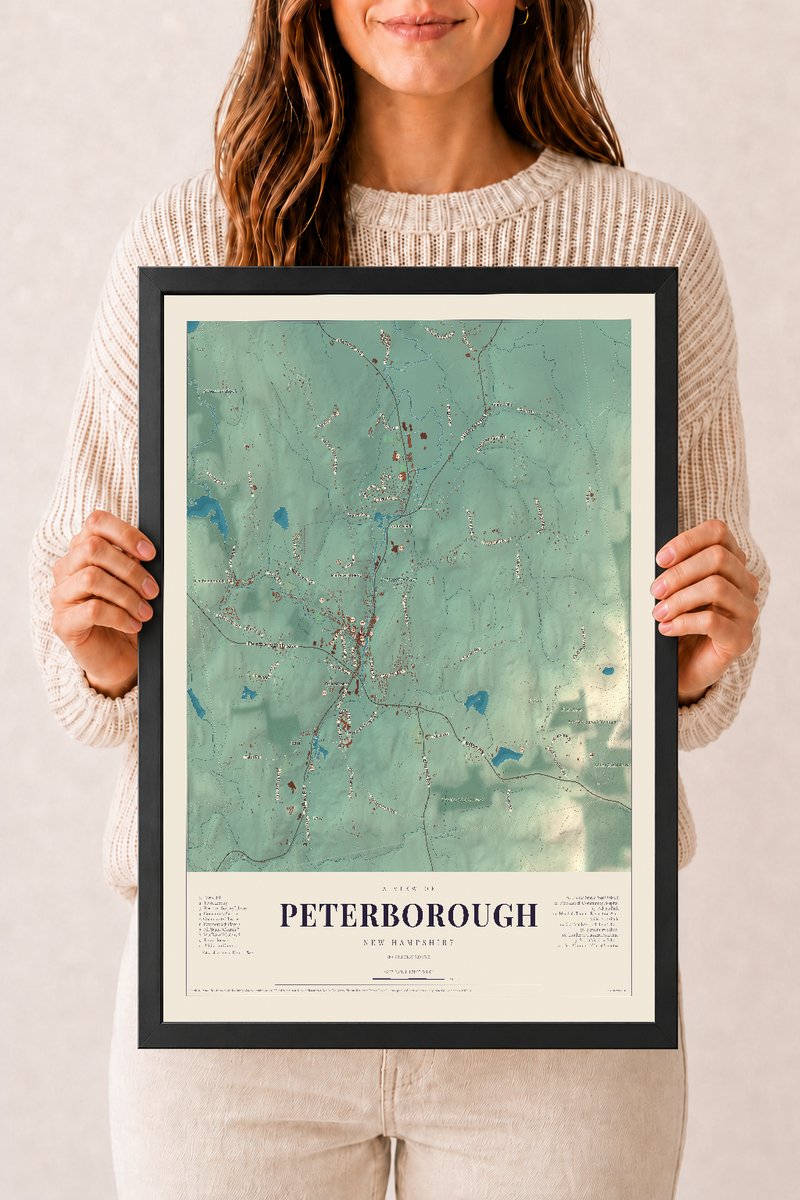 NH Current Atlas 2026 | Peterborough | 12" x 18" | W/ Black Ayous Wood Frame