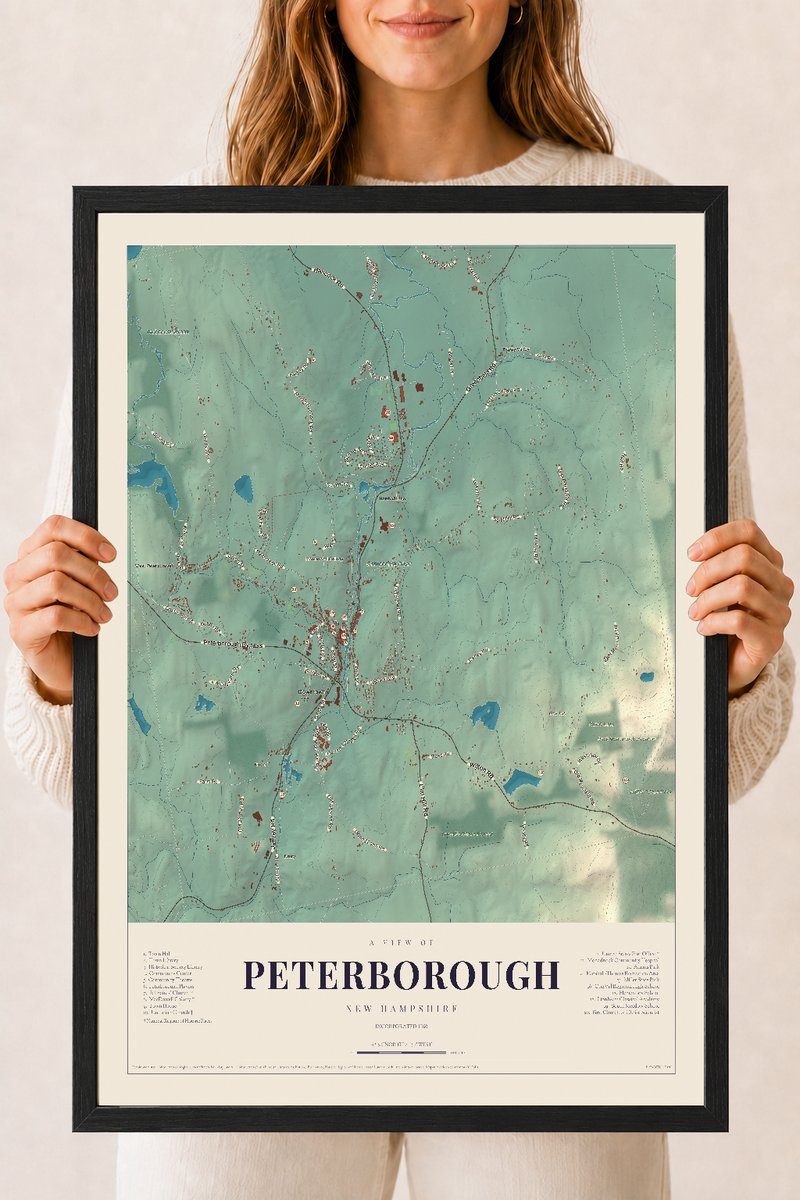 NH Current Atlas 2026 | Peterborough | 18" x 24" | W/ Black Ayous Wood Frame