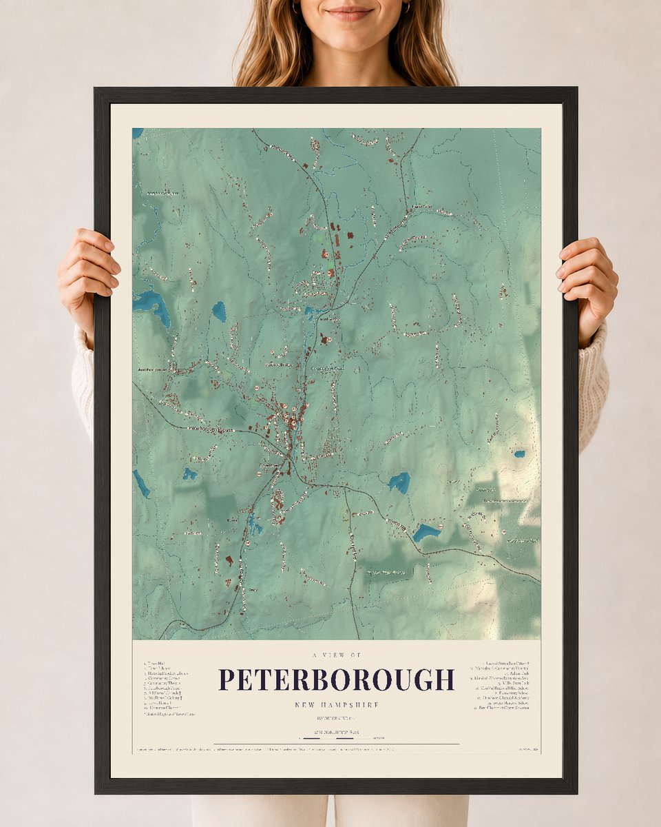 NH Current Atlas 2026 | Peterborough | 24" x 36" | W/ Black Ayous Wood Frame