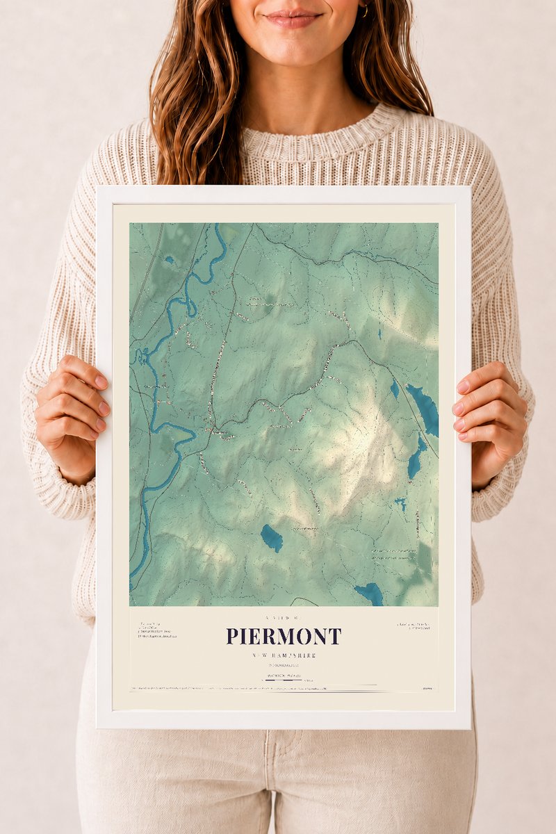 NH Current Atlas 2026 | Piermont | 12" x 18" | W/ White Ayous Wood Frame
