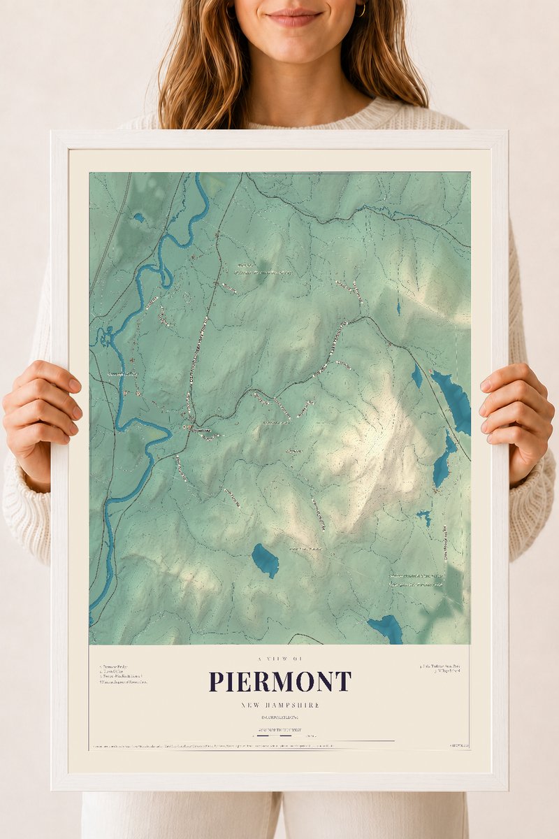 NH Current Atlas 2026 | Piermont | 18" x 24" | W/ White Ayous Wood Frame