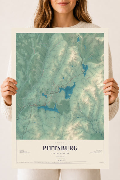 Map of Pittsburg, New Hampshire, 18 x 24 inch unframed archival matte print