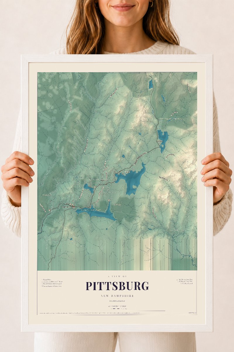 NH Current Atlas 2026 | Pittsburg | 18" x 24" | W/ White Ayous Wood Frame
