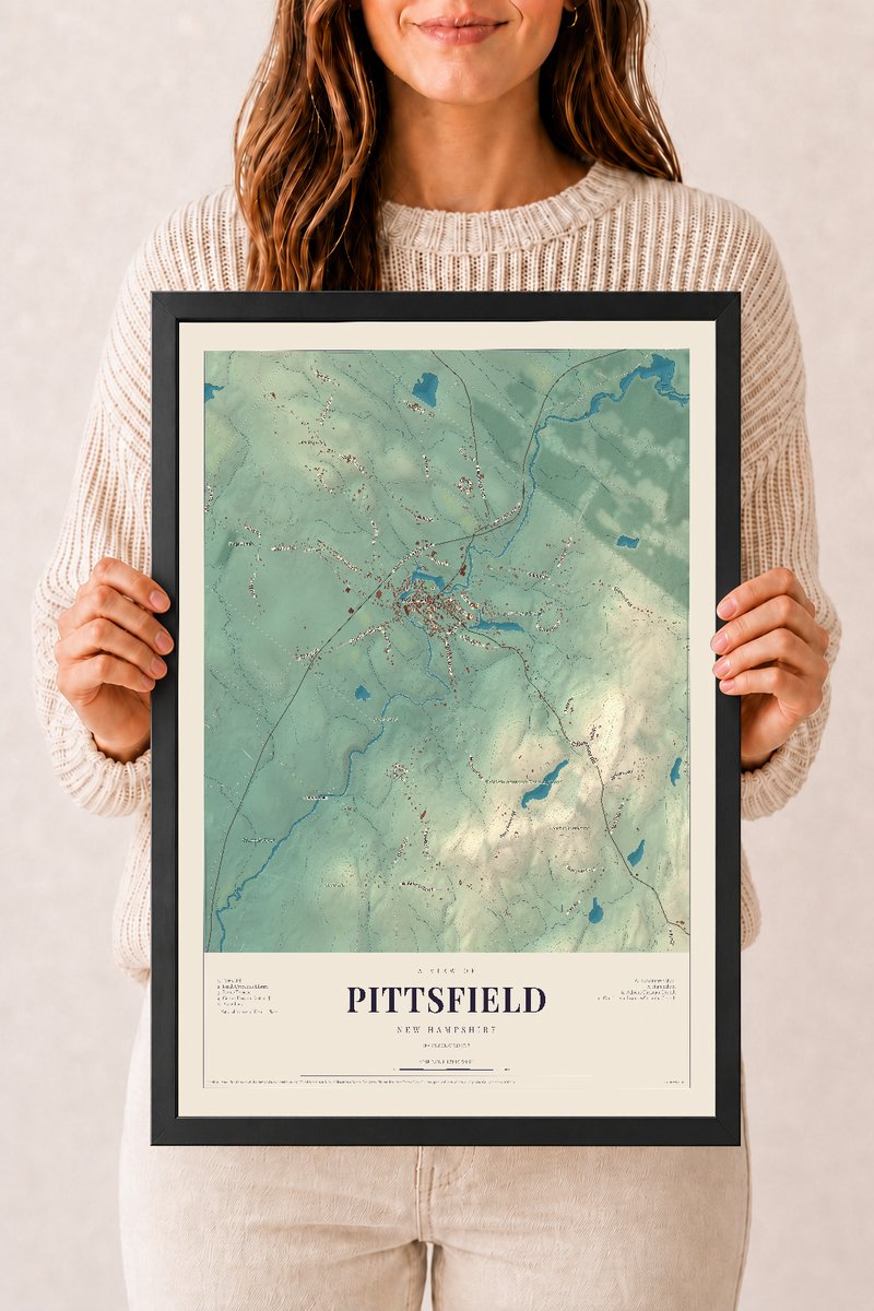NH Current Atlas 2026 | Pittsfield | 12" x 18" | W/ Black Ayous Wood Frame