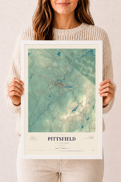 NH Current Atlas 2026 | Pittsfield | 12" x 18" | W/ White Ayous Wood Frame