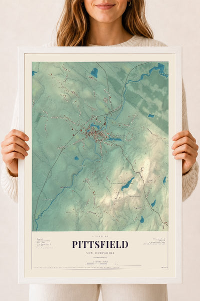NH Current Atlas 2026 | Pittsfield | 18" x 24" | W/ White Ayous Wood Frame