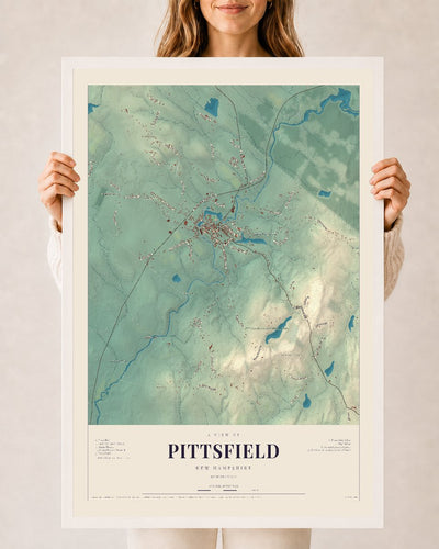 NH Current Atlas 2026 | Pittsfield | 24" x 36" | W/ White Ayous Wood Frame