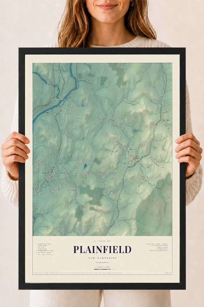 NH Current Atlas 2026 | Plainfield | 18" x 24" | W/ Black Ayous Wood Frame