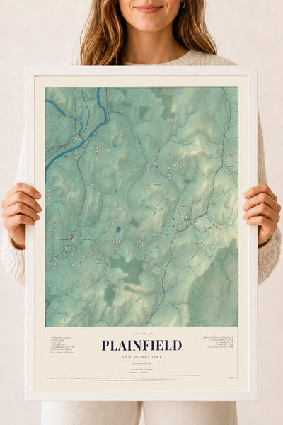 NH Current Atlas 2026 | Plainfield | 18" x 24" | W/ White Ayous Wood Frame