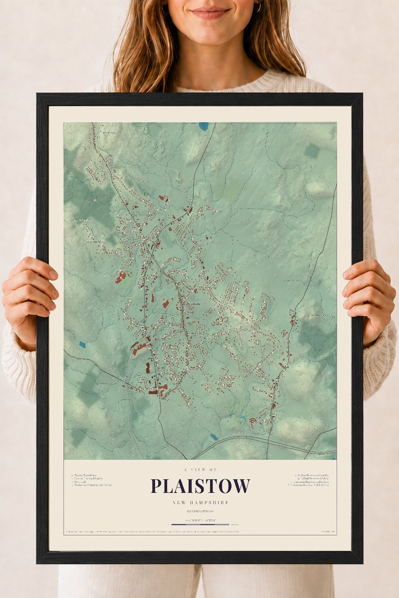NH Current Atlas 2026 | Plaistow | 18" x 24" | W/ Black Ayous Wood Frame