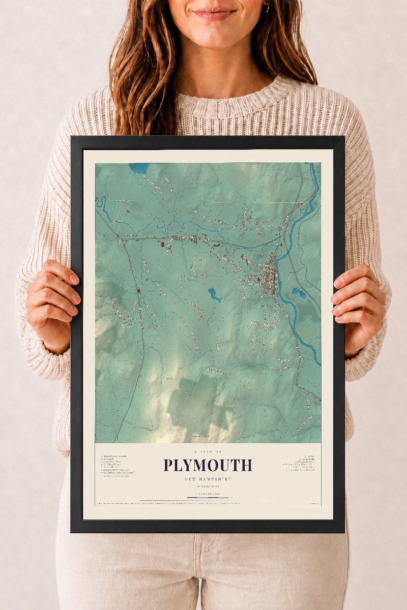 NH Current Atlas 2026 | Plymouth | 12" x 18" | W/ Black Ayous Wood Frame