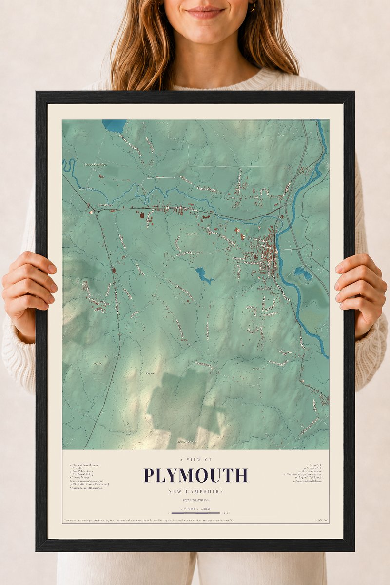 NH Current Atlas 2026 | Plymouth | 18" x 24" | W/ Black Ayous Wood Frame