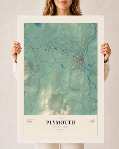 NH Current Atlas 2026 | Plymouth | 24" x 36" | W/ White Ayous Wood Frame
