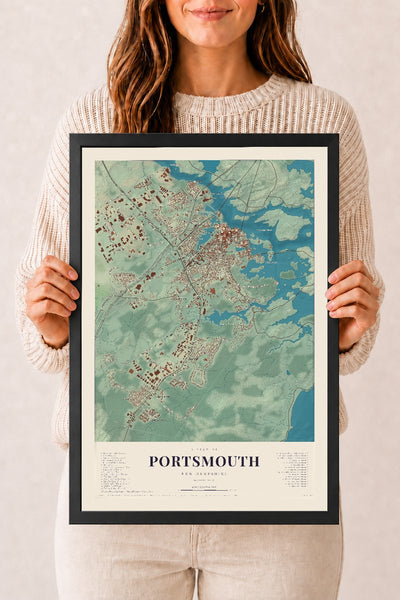 NH Current Atlas 2026 | Portsmouth | 12" x 18" | W/ Black Ayous Wood Frame