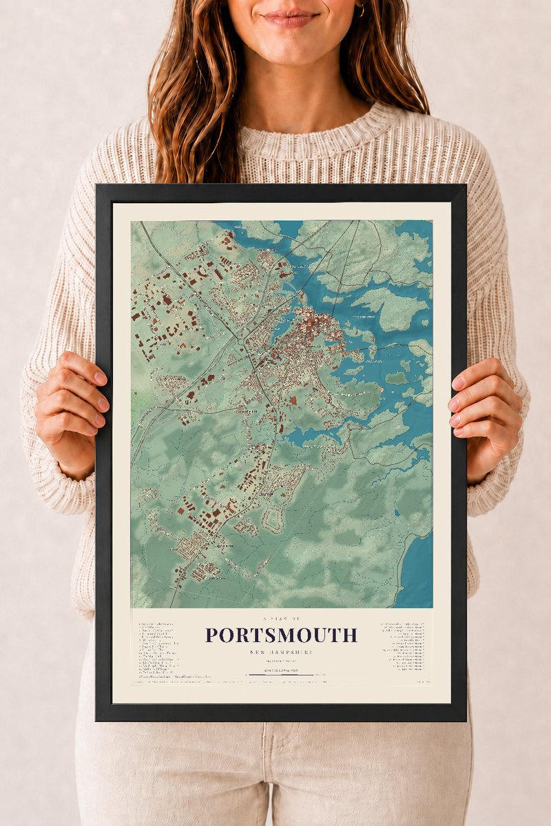 NH Current Atlas 2026 | Portsmouth | 12" x 18" | W/ Black Ayous Wood Frame