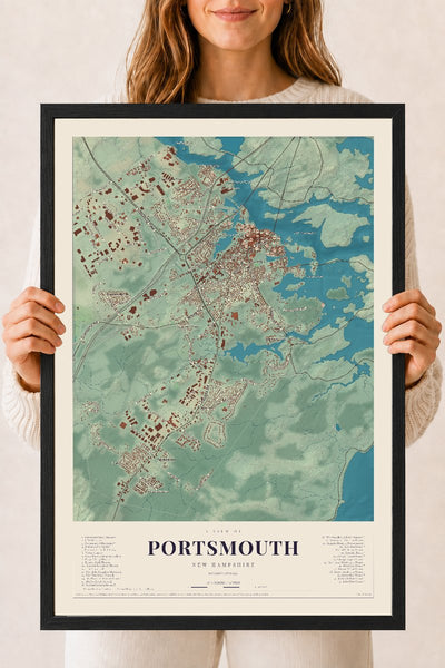 NH Current Atlas 2026 | Portsmouth | 18" x 24" | W/ Black Ayous Wood Frame
