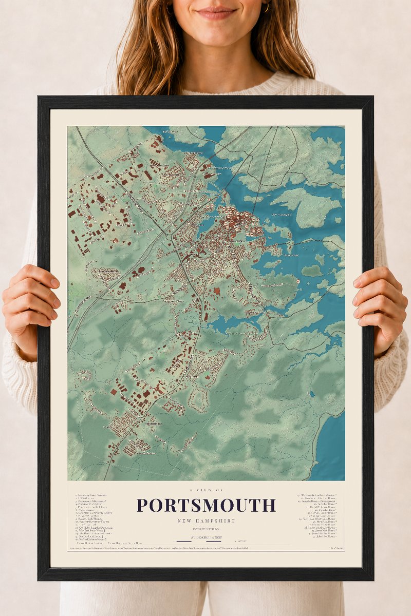 NH Current Atlas 2026 | Portsmouth | 18" x 24" | W/ Black Ayous Wood Frame