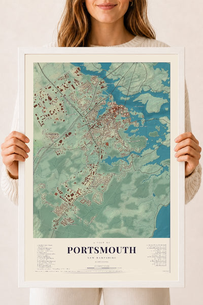 NH Current Atlas 2026 | Portsmouth | 18" x 24" | W/ White Ayous Wood Frame