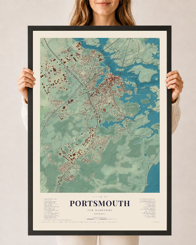 NH Current Atlas 2026 | Portsmouth | 24" x 36" | W/ Black Ayous Wood Frame