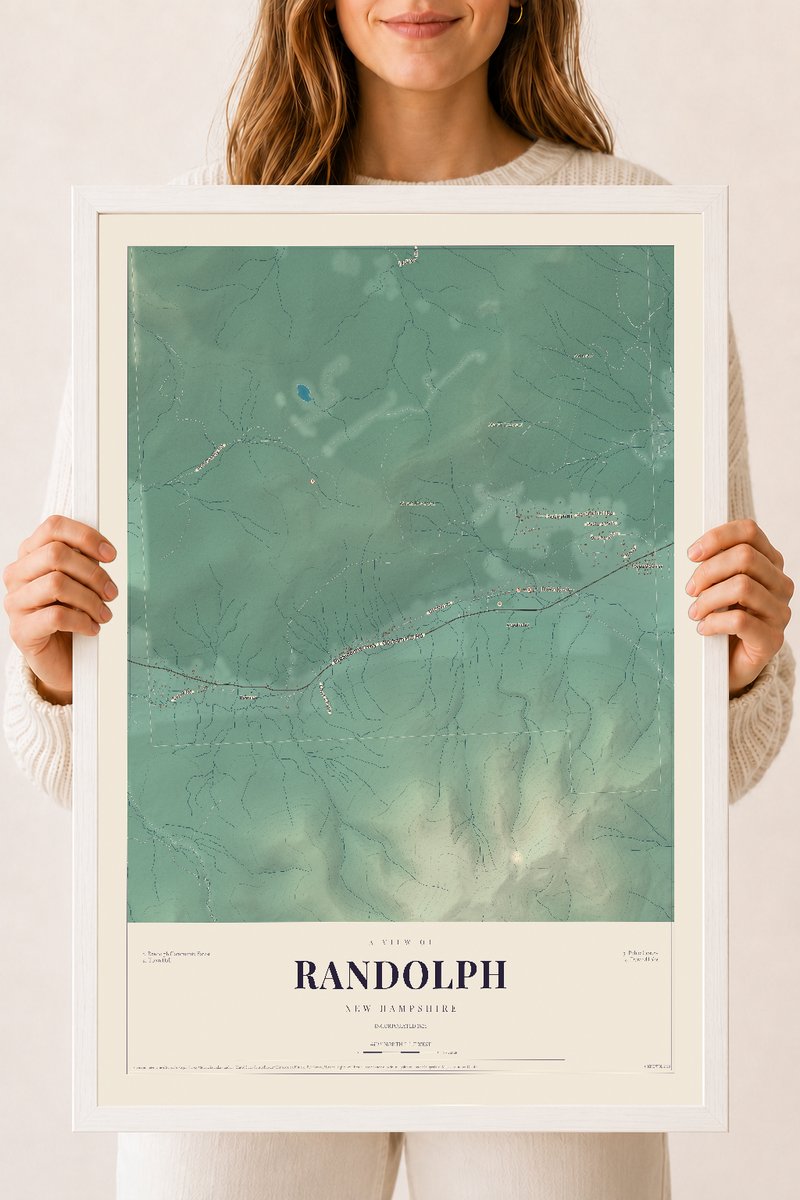 NH Current Atlas 2026 | Randolph | 18" x 24" | W/ White Ayous Wood Frame