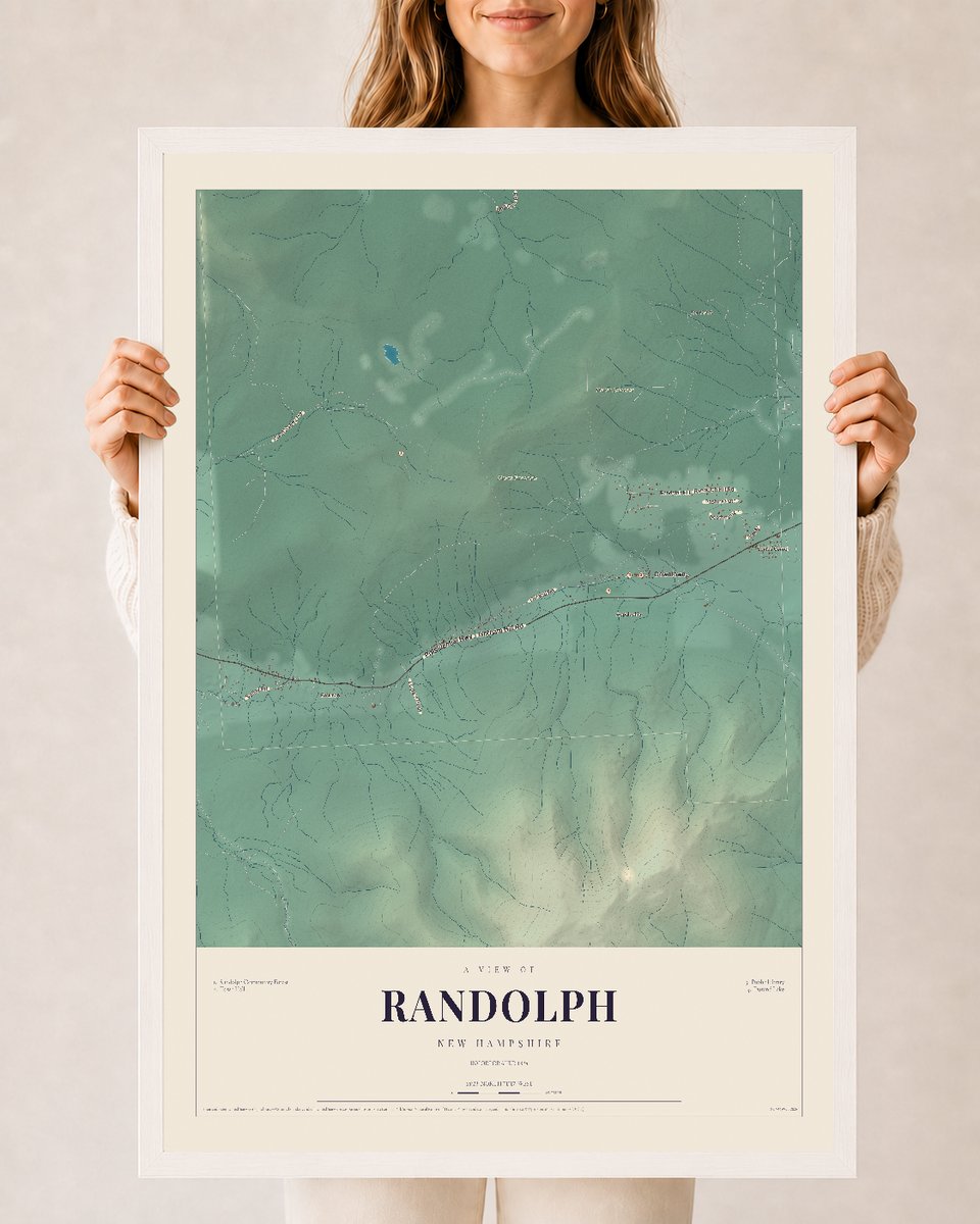 NH Current Atlas 2026 | Randolph | 24" x 36" | W/ White Ayous Wood Frame