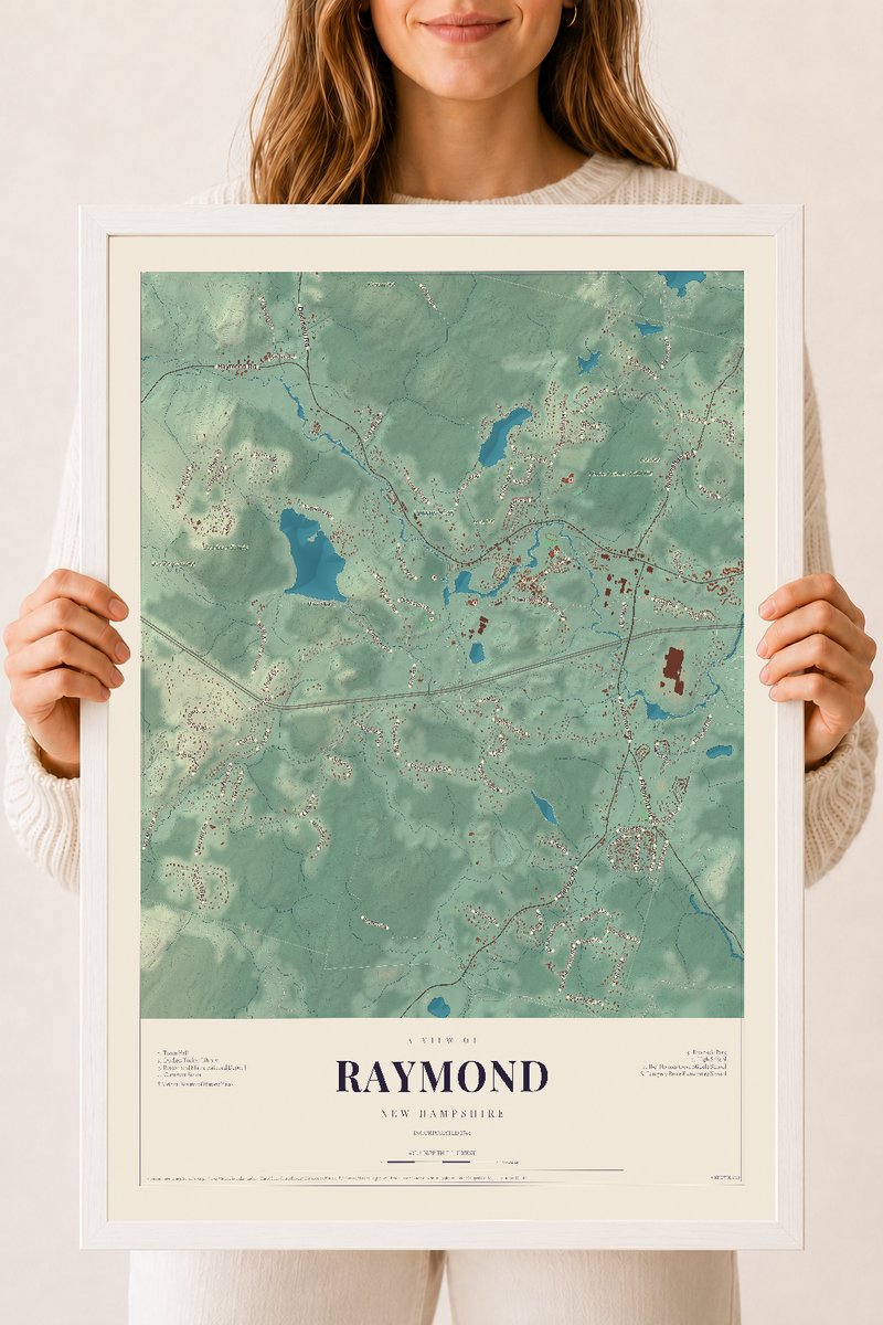 NH Current Atlas 2026 | Raymond | 18" x 24" | W/ White Ayous Wood Frame