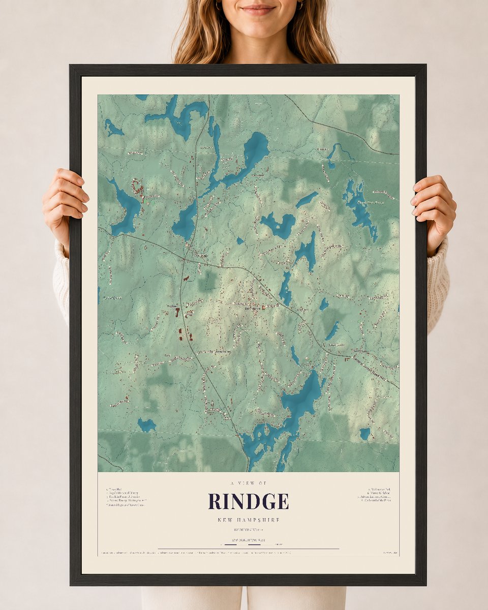 NH Current Atlas 2026 | Rindge | 24" x 36" | W/ Black Ayous Wood Frame